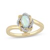 Thumbnail Image 0 of Oval-Cut Opal & Round-Cut Diamond Twist Frame Ring 1/20 ct tw 10K Yellow Gold