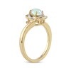 Thumbnail Image 1 of Oval-Cut Opal & Round-Cut Diamond Twist Frame Ring 1/20 ct tw 10K Yellow Gold