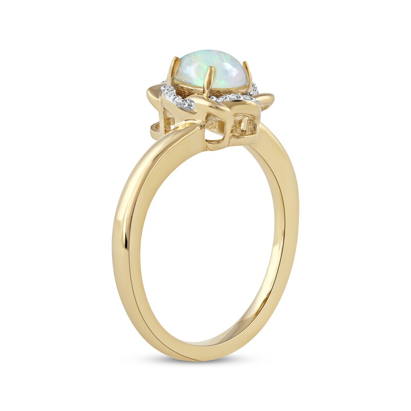 Oval-Cut Opal & Round-Cut Diamond Twist Frame Ring 1/20 ct tw 10K Yellow Gold