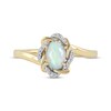 Thumbnail Image 2 of Oval-Cut Opal & Round-Cut Diamond Twist Frame Ring 1/20 ct tw 10K Yellow Gold