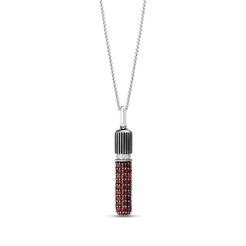 Star Wars Lightsaber Round-Cut Garnet & Diamond Accent Necklace Sterling Silver 18”