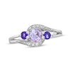 Thumbnail Image 1 of Amethyst & White Lab-Created Sapphire Bypass Ring Sterling Silver