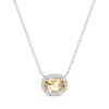 Thumbnail Image 0 of Oval-Cut Citrine & White Lab-Created Sapphire Halo Necklace Sterling Silver 18"