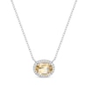 Thumbnail Image 1 of Oval-Cut Citrine & White Lab-Created Sapphire Halo Necklace Sterling Silver 18&quot;