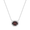 Thumbnail Image 1 of Oval-Cut Garnet & White Lab-Created Sapphire Halo Necklace Sterling Silver 18&quot;