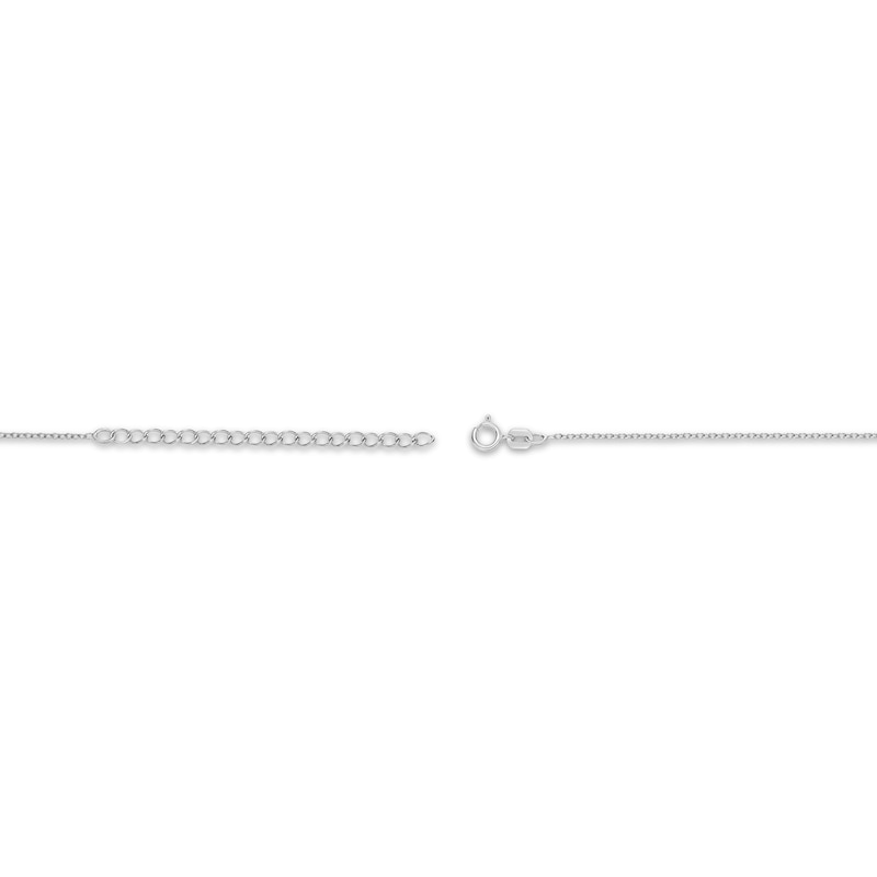 Main Image 3 of Oval-Cut Garnet & White Lab-Created Sapphire Halo Necklace Sterling Silver 18&quot;