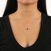 Thumbnail Image 5 of Oval-Cut Garnet & White Lab-Created Sapphire Halo Necklace Sterling Silver 18&quot;