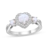 Thumbnail Image 1 of Heart-Shaped & Round-Cut Lab-Created Opal, White Lab-Created Sapphire Ring Sterling Silver