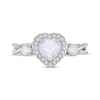 Thumbnail Image 4 of Heart-Shaped & Round-Cut Lab-Created Opal, White Lab-Created Sapphire Ring Sterling Silver