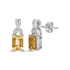 Thumbnail Image 0 of Rectangle-Cut Citrine & White Lab-Created Sapphire Twist Earrings Sterling Silver