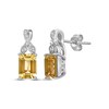 Thumbnail Image 0 of Rectangle-Cut Citrine & White Lab-Created Sapphire Twist Earrings Sterling Silver