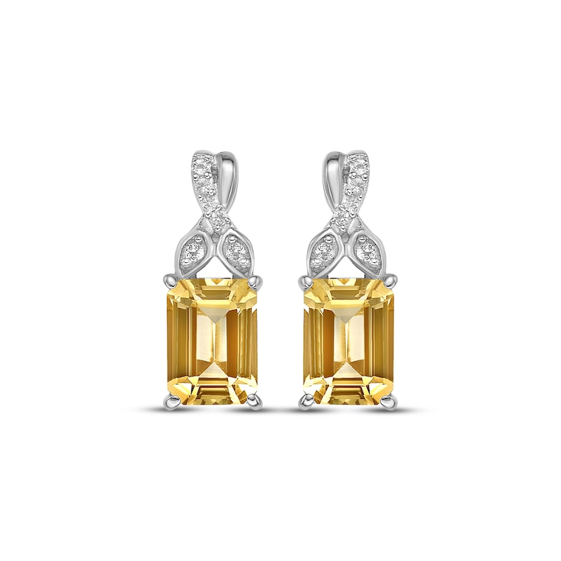 Rectangle-Cut Citrine & White Lab-Created Sapphire Twist Earrings Sterling Silver