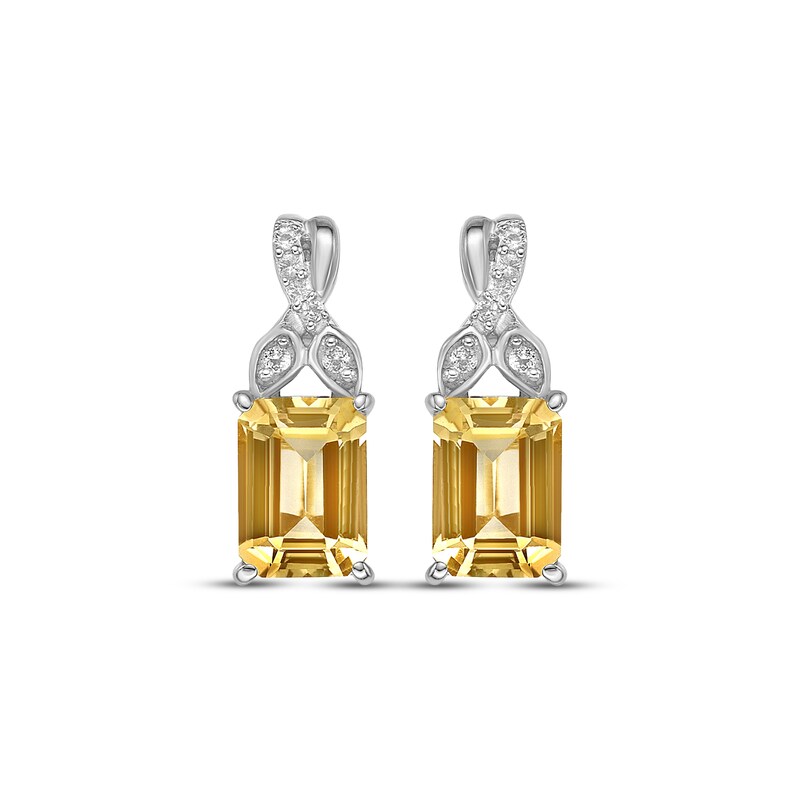 Main Image 2 of Rectangle-Cut Citrine & White Lab-Created Sapphire Twist Earrings Sterling Silver