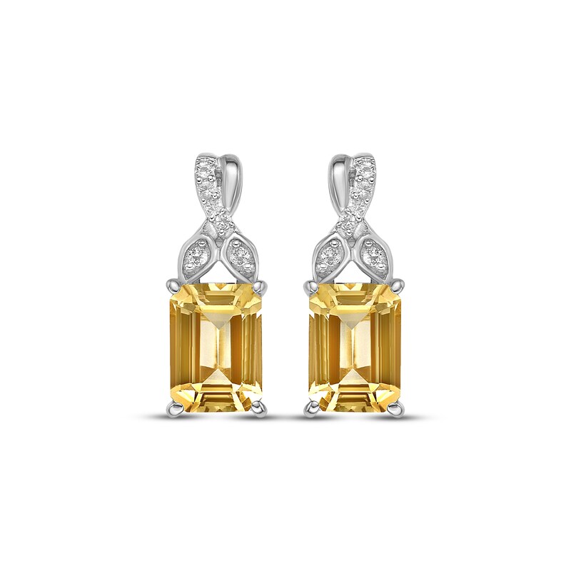 Rectangle-Cut Citrine & White Lab-Created Sapphire Twist Earrings Sterling Silver