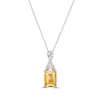 Thumbnail Image 1 of Rectangle-Cut Citrine & White Lab-Created Sapphire Twist Necklace Sterling Silver 18&quot;