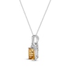 Thumbnail Image 2 of Rectangle-Cut Citrine & White Lab-Created Sapphire Twist Necklace Sterling Silver 18&quot;