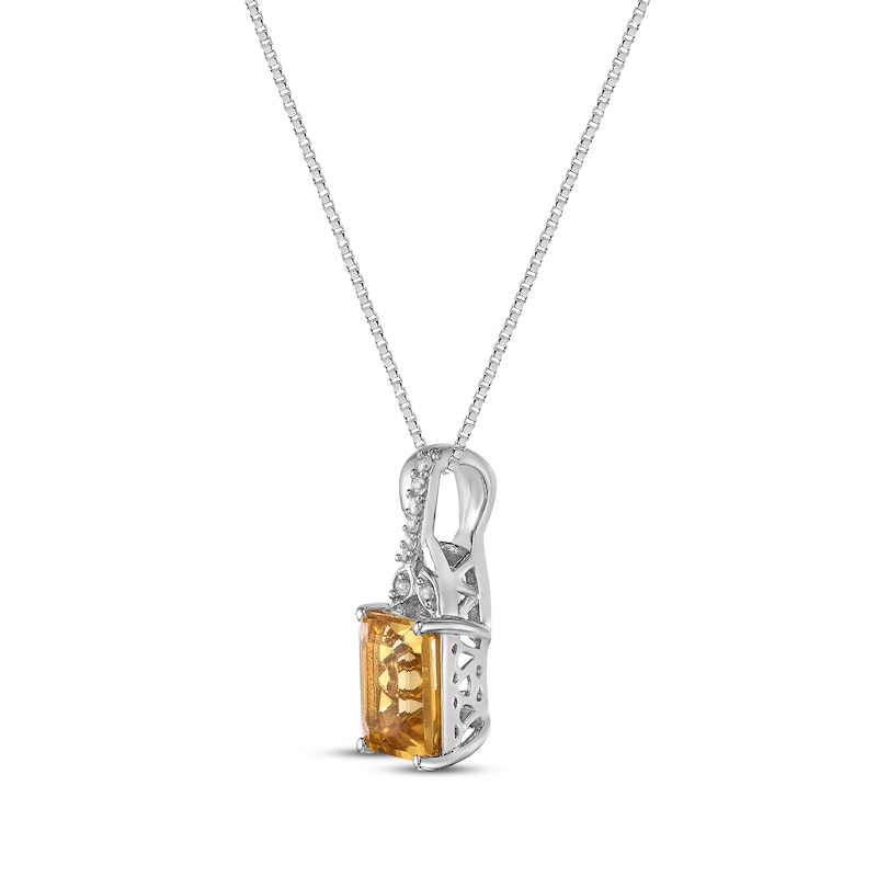 Main Image 2 of Rectangle-Cut Citrine & White Lab-Created Sapphire Twist Necklace Sterling Silver 18&quot;