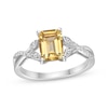 Thumbnail Image 0 of Rectangle-Cut Citrine & White Lab-Created Sapphire Twist Ring Sterling Silver