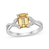 Thumbnail Image 1 of Rectangle-Cut Citrine & White Lab-Created Sapphire Twist Ring Sterling Silver