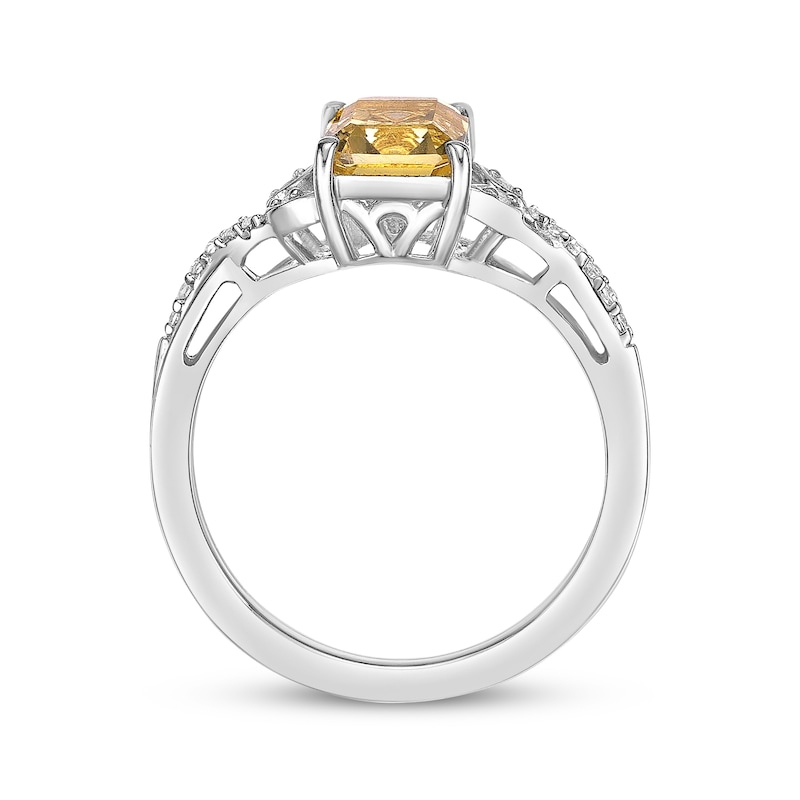 Rectangle-Cut Citrine & White Lab-Created Sapphire Twist Ring Sterling Silver