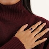 Thumbnail Image 6 of Rectangle-Cut Amethyst & White Lab-Created Sapphire Twist Ring Sterling Silver