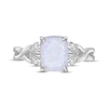 Thumbnail Image 4 of Rectangle-Cut Lab-Created Opal & White Lab-Created Sapphire Twist Ring Sterling Silver