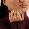 Thumbnail Image 5 of Rectangle-Cut Lab-Created Opal & White Lab-Created Sapphire Twist Ring Sterling Silver