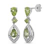 Thumbnail Image 1 of Pear-Shaped & Round-Cut Peridot, White Lab-Created Sapphire Drop Earrings Sterling Silver