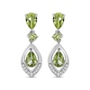 Thumbnail Image 2 of Pear-Shaped & Round-Cut Peridot, White Lab-Created Sapphire Drop Earrings Sterling Silver