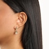 Thumbnail Image 4 of Pear-Shaped & Round-Cut Peridot, White Lab-Created Sapphire Drop Earrings Sterling Silver