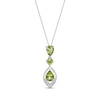 Thumbnail Image 1 of Pear-Shaped & Round-Cut Peridot, White Lab-Created Sapphire Drop Necklace Sterling Silver 18&quot;