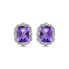 Thumbnail Image 2 of Cushion-Cut Amethyst & White Lab-Created Sapphire Arabesque Stud Earrings Sterling Silver