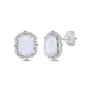 Thumbnail Image 1 of Cushion-Cut Lab-Created Opal & White Lab-Created Sapphire Arabesque Stud Earrings Sterling Silver