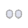Thumbnail Image 2 of Cushion-Cut Lab-Created Opal & White Lab-Created Sapphire Arabesque Stud Earrings Sterling Silver