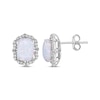 Thumbnail Image 3 of Cushion-Cut Lab-Created Opal & White Lab-Created Sapphire Arabesque Stud Earrings Sterling Silver