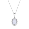 Thumbnail Image 1 of Cushion-Cut Lab-Created Opal & White Lab-Created Sapphire Arabesque Necklace Sterling Silver 18&quot;