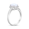 Thumbnail Image 2 of Cushion-Cut Lab-Created Opal & White Lab-Created Sapphire Arabesque Ring Sterling Silver