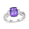 Thumbnail Image 1 of Cushion-Cut Amethyst & White Lab-Created Sapphire Twist Ring Sterling Silver