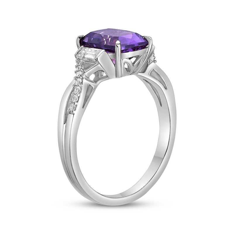 Main Image 2 of Cushion-Cut Amethyst & White Lab-Created Sapphire Twist Ring Sterling Silver