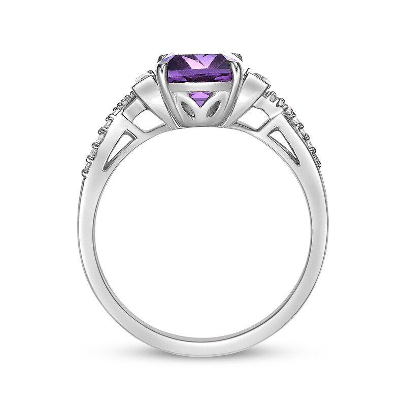 Main Image 3 of Cushion-Cut Amethyst & White Lab-Created Sapphire Twist Ring Sterling Silver