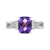 Thumbnail Image 4 of Cushion-Cut Amethyst & White Lab-Created Sapphire Twist Ring Sterling Silver