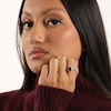 Thumbnail Image 6 of Amethyst & White Lab-Created Sapphire Scalloped Frame Ring Sterling Silver