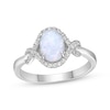 Thumbnail Image 1 of Oval-Cut Lab-Created Opal & White Lab-Created Sapphire Ring Sterling Silver