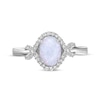Thumbnail Image 4 of Oval-Cut Lab-Created Opal & White Lab-Created Sapphire Ring Sterling Silver