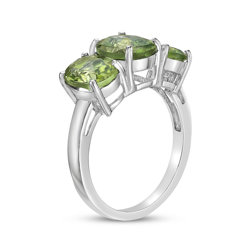 Main Image 2 of Oval-Cut Peridot Three-Stone Ring Sterling Silver
