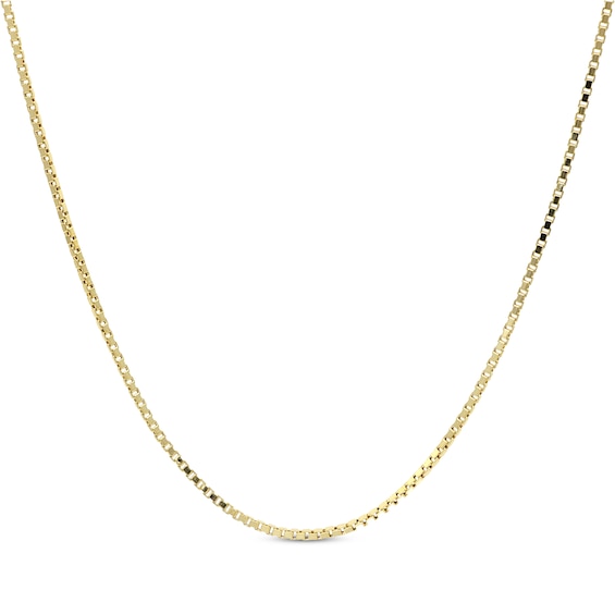 Box Chain Necklace 1.5mm Hollow 14K Yellow Gold 16"