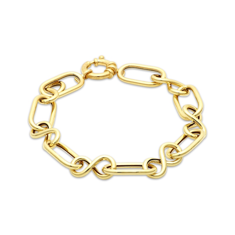 Main Image 1 of Infinity Link Bracelet Hollow 10K Yellow Gold 7.5&quot;