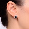 Thumbnail Image 4 of Rectangle-Cut Black Onyx & White Lab-Created Sapphire Stud Earrings Sterling Silver