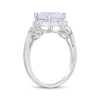 Thumbnail Image 2 of Oval-Cut Opal & White Lab-Created Sapphire Halo Loop Ring Sterling Silver