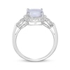 Thumbnail Image 3 of Oval-Cut Opal & White Lab-Created Sapphire Halo Loop Ring Sterling Silver